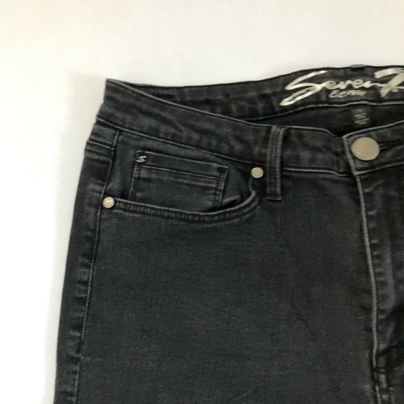 Seven7 Women's Black Dark Wash Mid Rise Skinny Jeans Regular Fit 16 34x27 - Picture 5 of 12